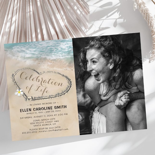 Invitation Célébration de la vie | Photo des funérailles océa (Créateur téléchargé)