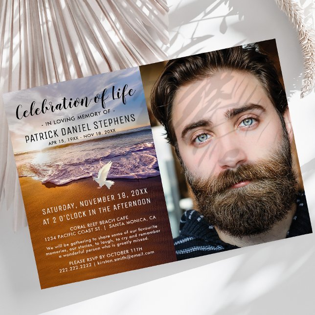 Invitation Célébration de la vie | Photo funéraire (Créateur téléchargé)