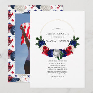 Invitation Célébration de la vie Rouge Blanc et Bleu Américai