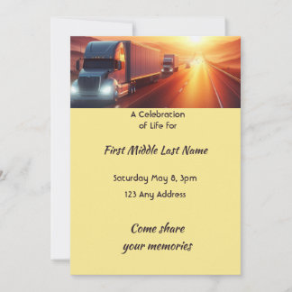 Invitation Célébration de la vie Semi-remorque tracteur-remor