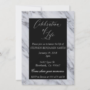 Invitation Célébration de la vie Service commémoratif Marbre 