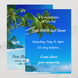 Invitation Célébration de la vie Service Plage tropicale Exot