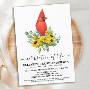 Invitation Célébration De La Vie Tournesol Cardinal Funeral