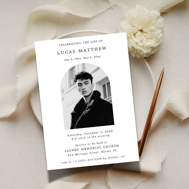 Invitation Célébration de la vie typographie Photo d'arche Ob (Créateur téléchargé)