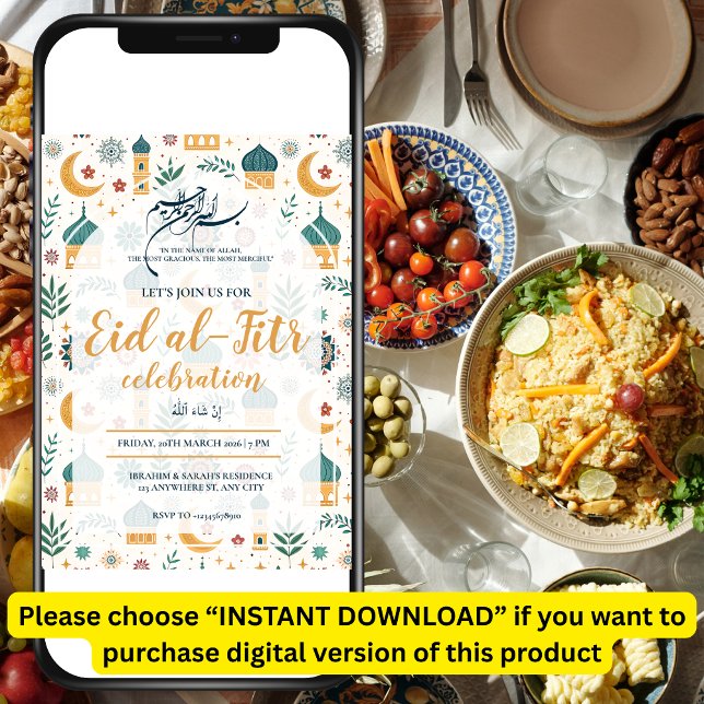 Invitation Célébration de l'Aïd al-Fitr Fête Eid Mubarak Modi (Créateur téléchargé)