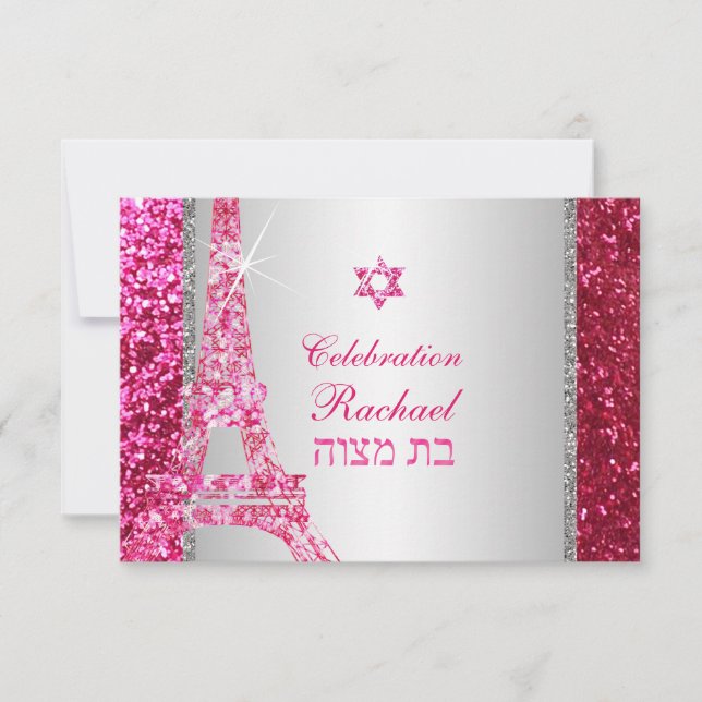 Invitation Célébration de l'eiffel de la parties scintillant/ (Devant)