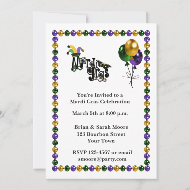 Invitation Célébration de mardi gras (Devant)