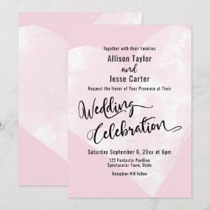 Invitation Célébration de mariage à cœur aquarelle sur fond r