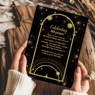 Invitation Célébration de Mariage Anniversaire Mystique Noir 