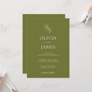 Invitation Célébration de mariage botanique vert olive