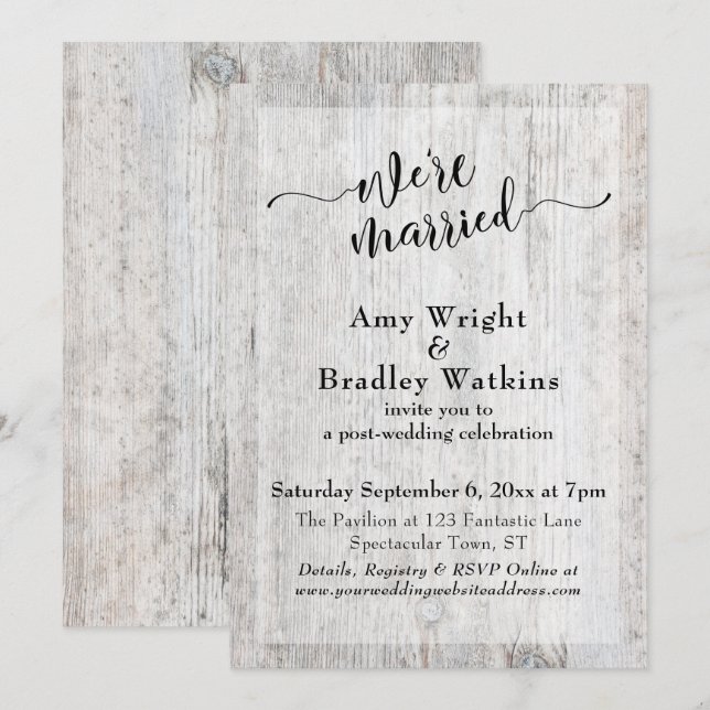 Invitation Célébration de mariage de poteau en bois rustique  (Devant / Derrière)