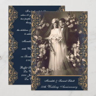Invitation Célébration de Mariage de Style Vintage 50 Ans
