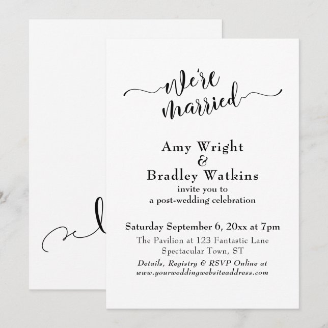 Invitation Célébration de mariage élégante et subtile typogra (Devant / Derrière)