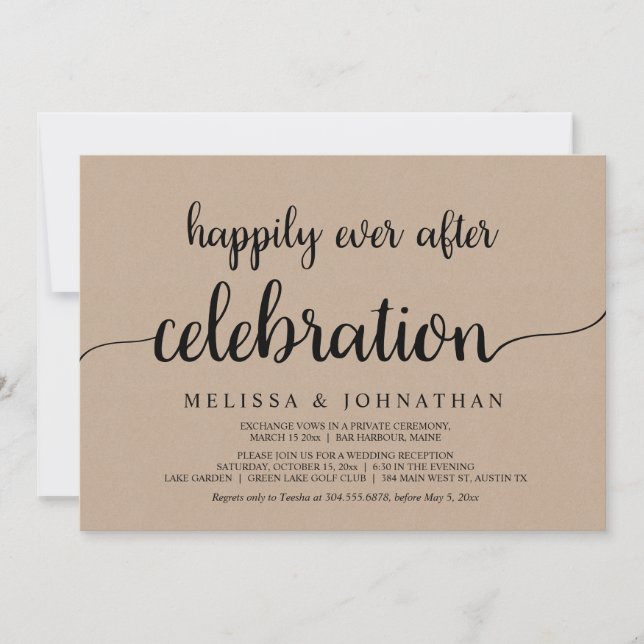 Invitation Célébration de mariage en fuite Heureux à jamais (Devant)