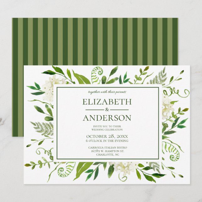Invitation Célébration de mariage floral d'Hydrangea blanc (Devant / Derrière)