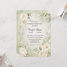 Célébration de mariage floral ivoire et vert sauge