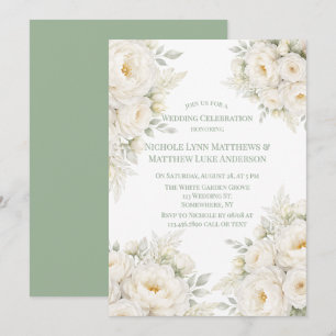 Invitation Célébration de mariage florale tout en blanc