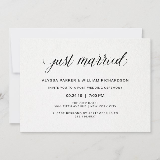 Invitation Célébration de mariage juste élégante typographie  (Devant)
