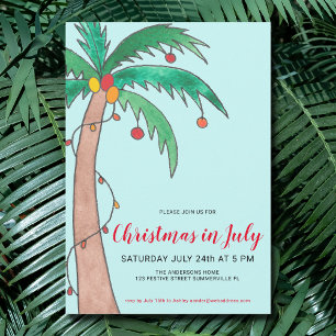 Invitation Célébration de Noël en Juillet Fête au Palmier
