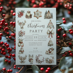 Invitation Célébration de Noël rustique et neutre