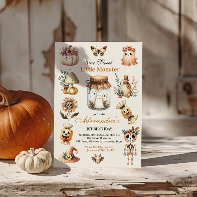 Invitation Célébration de premier anniversaire Spooky Sweet (Créateur téléchargé)
