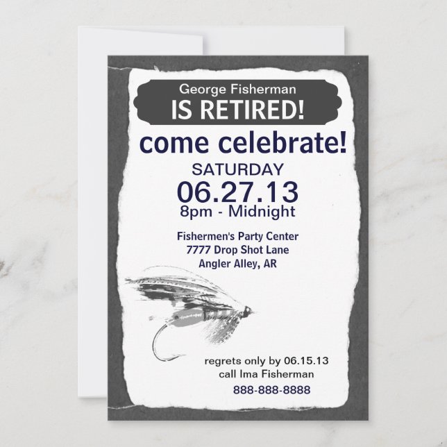 Invitation Célébration de retraite de pêche de mouche (Devant)