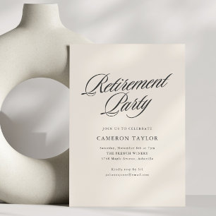 Invitation Célébration de retraite Ivory Cream Black Script