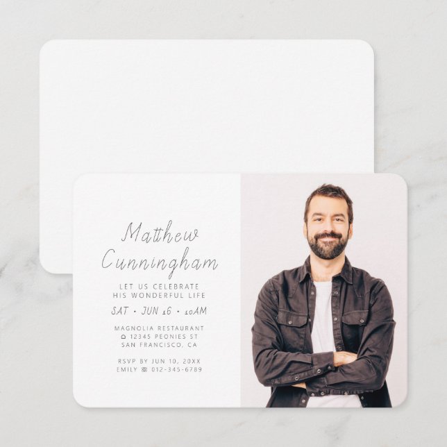 Invitation Célébration de sa merveilleuse vie Photo moderne (Devant / Derrière)