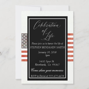 Invitation Célébration de service commémoratif de vie Ancien 