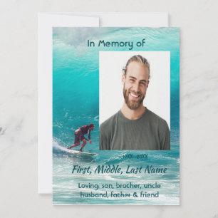 Invitation Célébration de service de vie Surfeur de vagues s