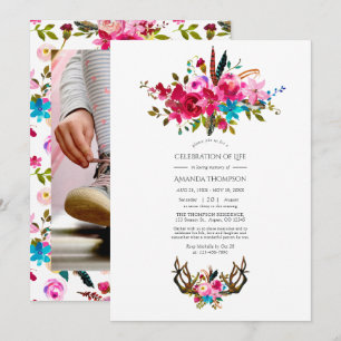 Invitation Célébration de vie florale bohème aquarelle