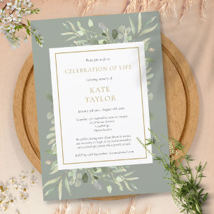 Invitation Célébration de vie funéraire de la sauge verdure o