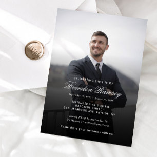Invitation Célébration de vie moderne avec photo Mémorial de