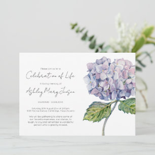 Invitation Célébration de vie simple d'hortensia Funérailles