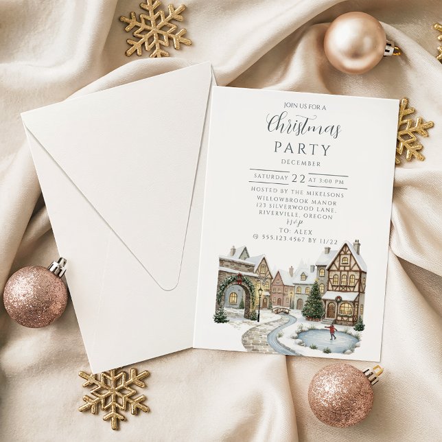 Invitation Célébration de village de Noël rustique (Créateur téléchargé)