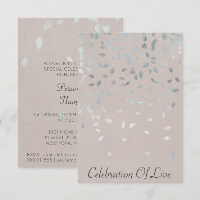 Invitation Célébration de Vip Vip Silver Pastel (Devant / Derrière)