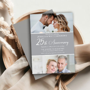 Invitation Célébration des 25 ans de mariage Alors et mainten