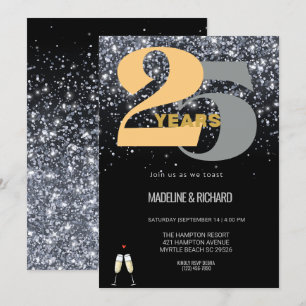 Invitation Célébration des 25 ans de mariage Glitter
