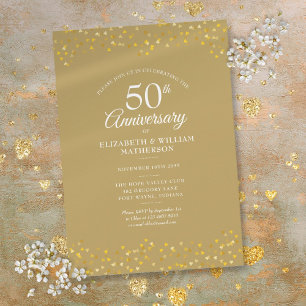 Invitation Célébration des 50 ans de mariage Confettis Cœurs 