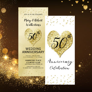 Invitation Célébration des 50 ans de mariage Confettis dorés