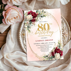 Invitation Célébration des 80 ans dans le style Bohème Bourgu