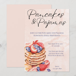 Invitation Célébration des crêpes et des pyjamas d'aquarelle