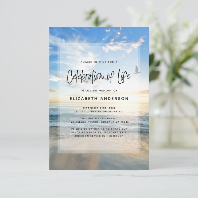 Invitation Célébration des funérailles de Life Ocean (Debout devant)