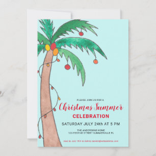 Invitation Célébration d'été de Noël Fête au Palmier