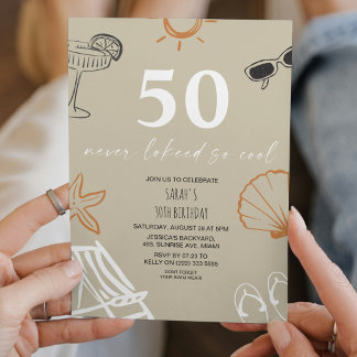 Invitation Célébration d'été Fête d'anniversaire 50 ans 