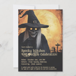 Invitation Célébration d'Halloween des sorcières effrayantes