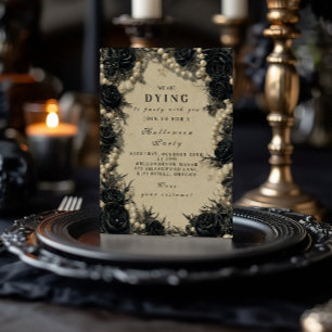Invitation Célébration d'Halloween Rose Noire Hantée