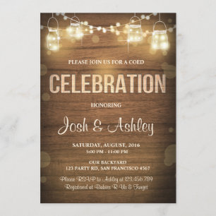 Invitation Célébration d'invitation en bois BBQ Lumières rust