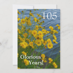 Invitation Célébration du 105e anniversaire/Florale jaune+Eau