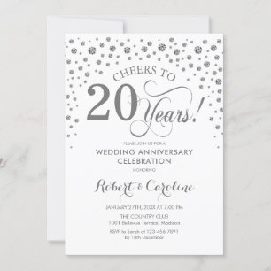 Invitation Célébration du 20e anniversaire - Blanc Argenté
